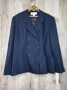 Jones New York Dark Navy Wool Blazer. Size 16. Vintage NWT